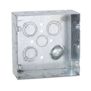 hub-258 Caja Cuadrada 4 11/16 x 4 11/16"/ Profundidad 2- 1/8"/ Cuenta con 1 Entrada de 1/2", 8 de 1" y 3 TKO (1/2"-3/4").