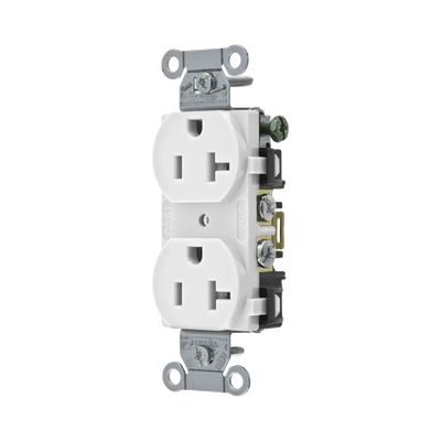 hub-br-20-whi Contacto Dúplex 20 A, 125 V, 2 Polos, 3 Hilos, Cableado Posterior y Lateral, Color Blanco (Nema 5-20R).