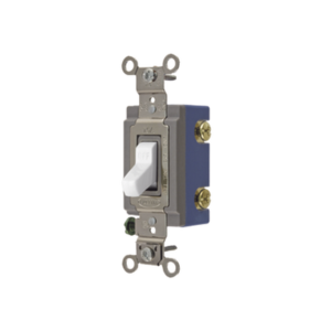 hub-hbl-1201-w Interruptor de Palanca 15 A 120-277 V CA/ Unipolar / Grado Industrial/ Uso Extra Pesado / Cableado Lateral y Posterior / Color Blanco.