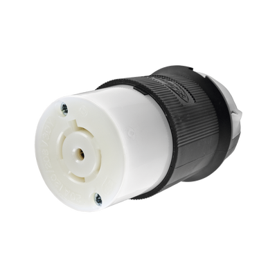 hub-hbl-2513 Conector Industrial con Bloqueo de Media Vuelta / 20 A 120/208 V CA / 4 Polos 5 Hilos / Color Blanco y Negro / Nema L21-20R/ Grado Industrial.