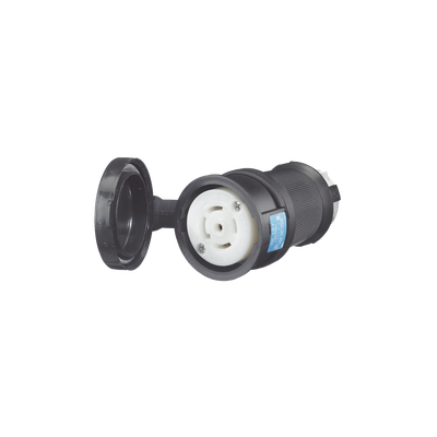 hub-hbl-2813 Conector Industrial con Bloqueo de Media Vuelta / 30 A 120/208 V CA / Nema L21-30R / 4 Polos 5 Hilos / Color Blanco y Negro / Grado Industrial