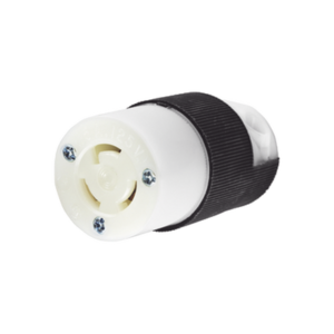 hub-hbl-4729c Conector Industrial con Bloqueo de Media Vuelta / 15 A 125 V CA / 2 Polos 3 Hilos / Color Blanco y Negro / Nema L5-15R.