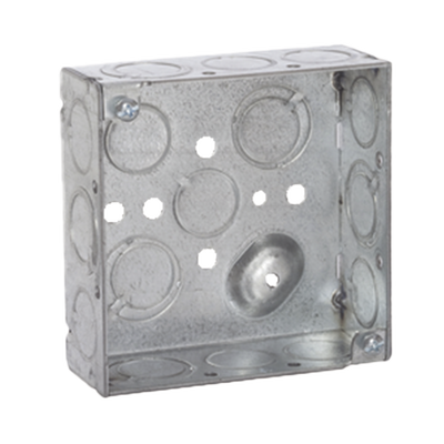hub189 Caja Cuadrada 4 x 4"/Profundidad 1- 1/2"/ 10 Entradas de 1/2" y 6 TKO (1/2"-3/4").
