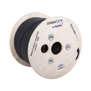 ic-dropa2-2c Carrete de 1 km de Fibra Óptica Drop, Interior/Exterior G.657A2 Monomodo de 2 Hilos (Bifibra), Diseñada para Fusionarse, Dieléctrica, Forro Negro, (No Soporta Conectores Mecánicos)