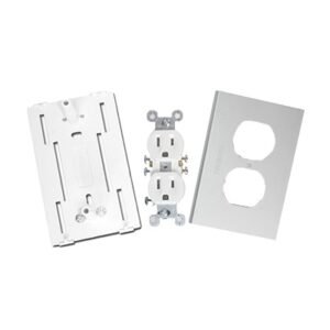 inka-100-duplex Contacto eléctrico doble, soporte y tapa de PVC auto extinguible y aluminio, universal (8191-10200)