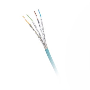 Bobina de Cable Blindado S/FTP Categoría 6A, Uso Industrial con Resistencia al Aceite, Rayos UV y Abrasión, Multifilar (Flexible), Color Azul Cerceta, Bobina de 500 Metros (1640 Pies)