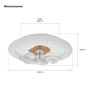 jlv-015 Ventilador de Techo con Luminario LED de 110 V CA 50/60 Hz / 88 W / 3 Tonos de Luz (6500 - 4 000 - 2 700 K) / Diámetro 500 mm / 6 Velocidades / Dimeable.