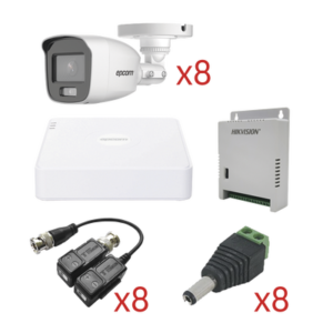 kestg8t8bg-a KIT TurboHD con Audio 1080p / DVR 8 Canales 1080p lite / 8 Cámaras Bala (exterior 2.8 mm) / Transceptores / Conectores / Fuente de Poder / AUDIO POR COAXITRON