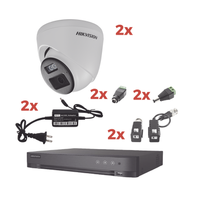 kh-1080p-2e-twa Kit Audio Bidireccional TurboHD 1080p / DVR 4 Canales / 2 Cámaras Eyeball (Exterior) con Bocina y Microfóno Integrado / 2 Fuentes de Poder / Accesorios