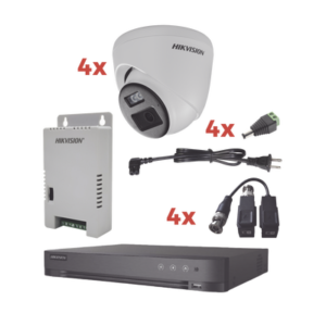 kh-1080p-4e-twa Kit Audio Bidireccional TurboHD 1080p / DVR 4 Canales / 4 Cámaras Eyeball (Exterior) con Bocina y Microfóno Integrado / 1 Fuente de Poder / Accesorios