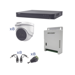 kh1080p8dw Kit TURBOHD 1080p / DVR 8 Canales / 8 Cámaras Turret (exterior 2.8 mm) / Conectores / Transceptores / Fuente de Poder Profesional hasta 15 Vcc para Larga Distancia