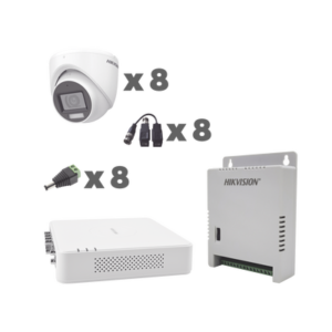 kh1080p8ewfh KIT TurboHD 1080p / DVR 8 Canales con audio por coaxitron / 8 Cámaras con Micrófono Integrado 101° Visión/ luz blanca + IR visión nocturna / Transceptores / Conectores / Fuente de Poder Profesional