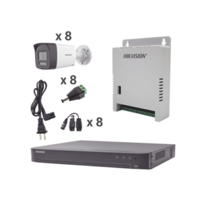 kh4k8btwa Kit Audio Bidireccional TurboHD 4K-3K / DVR 8 Canales 4K / 8 Cámaras Bala (Exterior) con Bocina y Microfóno Integrado 3K / 1 Fuentes de Poder / Accesorios