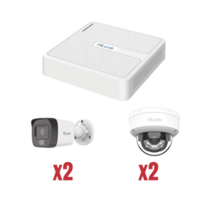 kip2mp-2b2d Kit IP 1080p (2 Megapixel) / NVR de 4 Canales con 4 Puertos PoE / 2 Cámaras IP Bala para Exterior con microfono y Dual light / 2 Cámaras IP Domo para Exterior