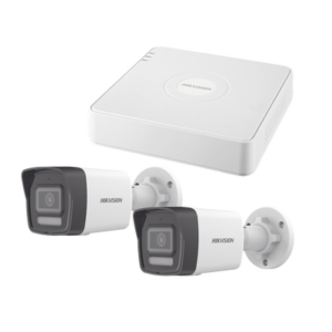 kipcstart Kit IP 1080p (2 Megapixel) / NVR de 4 Canales con 4 Puertos PoE / 2 Cámaras Bala IP con Microfono Integrado / ColorVu Lite y ACUSENSE Lite