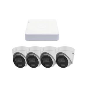 kipcv2m-4t Kit IP 1080p (2 Megapixel) / NVR de 4 Canales con 4 Puertos PoE / 4 Cámaras IP Turret con Micrófono Integrado / ColorVu y ACUSENSE Lite
