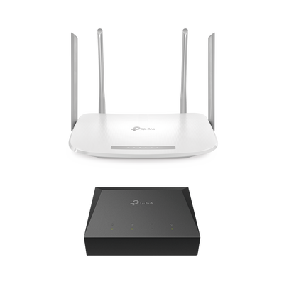 kitonu-ec220g5 Kit de ONU Gigabit XZ000G3 con Router Router Inalámbrico ISP doble banda AC, Hasta 1167 Mbps, 4 antenas externas omnidireccional, Puertos Gigabit