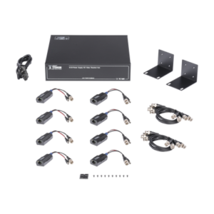 kittt8pvturbox Kit de TRANSCEPTOR ACTIVO DE 8 CANALES / VIDEO+PODER en un solo Cable UTP / 150 metros en 4K, 200 metros en 5 MP/ Envía 36 Vcc y Recibe 12 Vcc / TODO INCLUIDO PARA RACK / Compatible con cámaras HD-TVI/CVI/AHD/CVBS / INSTALACIÓN LIMPIA