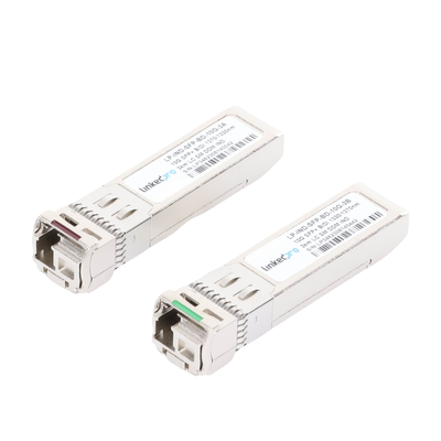 lp-ind-sfp-bd-10g-3 Transceptores Ópticos Industriales Bidireccionales SFP+ (Mini-Gbic) / Monomodo 1270 & 1330 nm / 10 Gbps / 10GBASE / Conector LC/UPC Simplex / DDM / Hasta 3 km / 2 Piezas