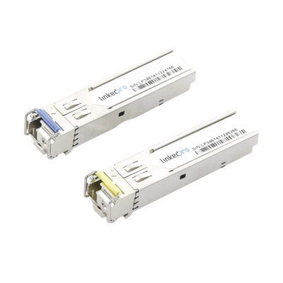 lp-ind-sfp-bd-1g-3 Transceptores Ópticos Industriales Bidireccionales SFP (Mini-Gbic) / Monomodo 1310 & 1550 nm / 1.25 Gbps / 1000BASE-BX / Conector LC/UPC Simplex / DDM / Hasta 3 km / 2 Piezas