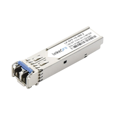 lp-sfp-1g-mm-2 Transceptor Óptico SFP (Mini-Gbic) / Multimodo 1310 nm / 1.25 Gbps / 1000BASE-SX / Conectores LC/UPC Dúplex / DDM / Hasta 2 km