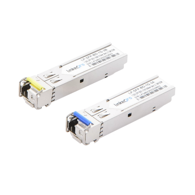 lp-sfp-bd-1g-3 Transceptores Ópticos Bidireccionales SFP (Mini-Gbic) / Monomodo 1310 & 1550 nm / 1.25 Gbps / 1000BASE-BX / Conector LC/UPC Simplex / DDM / Hasta 3 km / 2 Piezas