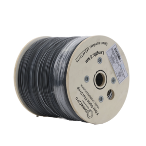 lpdropa22c-2km Carrete de 2 km de Fibra Óptica Drop Plana, Interior/Exterior G.657A2 Monomodo de 2 Hilos (Bifibra), Dieléctrica, Forro Negro, (No Soporta Conectores Mecánicos)