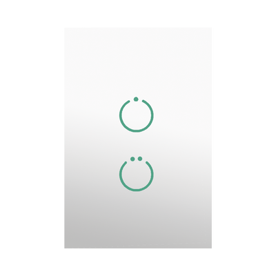 mhs512 (ZWAVE) Interruptor On/Off panel táctil touch inalámbrico Zwave Plus 2 botones. Compatible con Hubitat HC8, Álula M2M, otro
