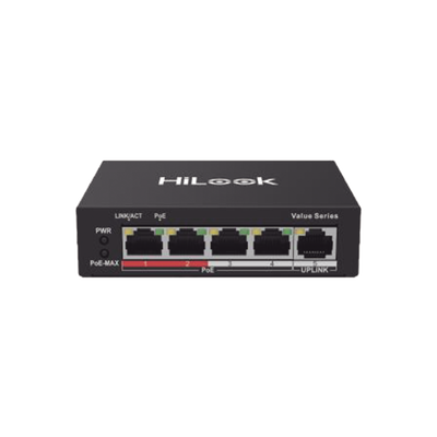 ns-0105p-35b Switch PoE+ / 4 Puertos 10/100 Mbps PoE+ (af / at) / 1 Puerto 10/100 Mbps Uplink / Modo Extendido hasta 250 Metros / 35 Watts