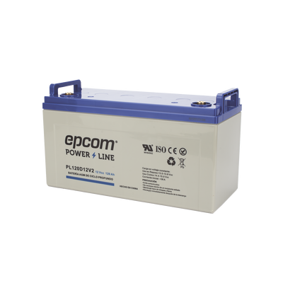 pl120d12v2 Batería 12 Vcc / 120 Ah / UL / Tecnología AGM-VRLA / CICLO PROFUNDO / Para uso en aplicaciones fotovoltaicas y de emergencia / Terminales T4