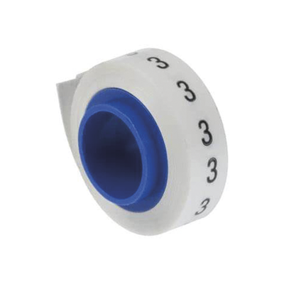 pmdr-3 Rollo de Etiquetas Marcadoras, Pre-Impresos con el Número 3, de 2.4 Metros (7.87 Pies), Color Blanco