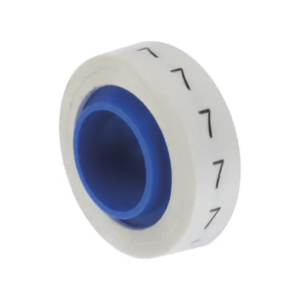 pmdr-7 Rollo de Etiquetas Marcadoras, Pre-Impresos con el Número 7, de 2.4 Metros (7.87 Pies), Color Blanco