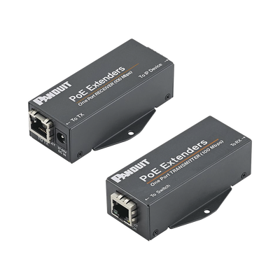 poexkit1 Kit de Extensor PoE/PoE+, Hasta 610 Metros (2000 ft) con Cable Cat5e o Cat6, 10/100Mbps, Incluye Transmisor, Receptor y Fuente de Alimentación