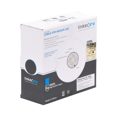 pro-cat-5e-lite-100m Bobina de Cable de 100 Metros (328.08 Pies), Cat5e, 24 AWG, Color Gris, UL, para Aplicaciones en Videovigilancia, Redes de Datos. Uso Interior