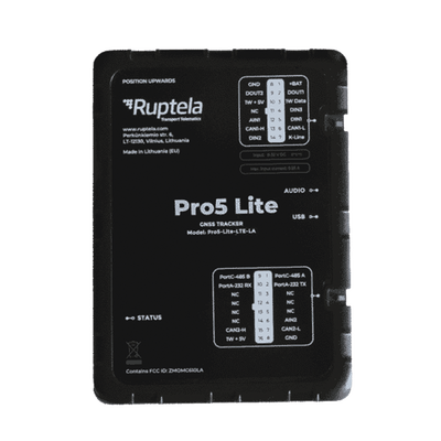 Tracker GPS Pro5 Lite / LTE CAT1 bis (4G), GSM (2G) / Lectura de Datos CAN / Monitoreo de Audio, Temperatura y Combustible / Pequeño con Nano SIM / Conectividad BLE / Protección Avanzada
