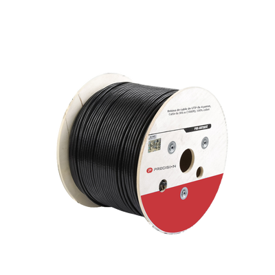 psc-cat5ext-gel Bobina de Cable de UTP de 4 Pares Cat5e de 305 Metros (1000 Pies), 100% Cobre, LDPE Resistente a Rayos UV Relleno de Gel, Color Negro, 24 AWG, Uso en Exterior, Para Aplicaciones de Voz, Datos y Video