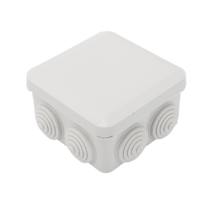pst-0808-er Caja Estanca, Derivación, Conexión de Plástico (89 X 89 X 50 mm) con 7 Glándulas de Goma. Para Instalaciones Comerciales, Residenciales e Industriales. Cerrado a Presión.