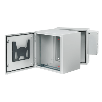 pths362430g4a Gabinete Industrial ProTek de Puerta Sólida, Con Aire Acondicionado de 4000 BTU, Protección NEMA Tipo 4/12; IP66; IK10, Abatible, Fabricado en Acero, 19 UR, Color Gris Claro