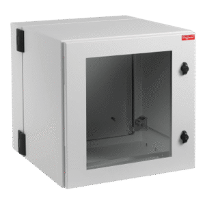 Gabinete Industrial ProTek de Puerta con Ventana, Protección NEMA Tipo 12; IP55; IK10, Abatible, Fabricado en Acero, 12 UR, Color Gris Claro