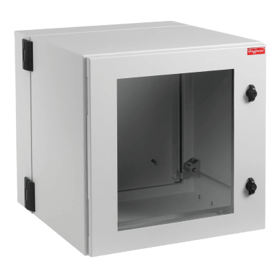 pthw242424g2 Gabinete Industrial ProTek de Puerta con Ventana, Protección NEMA Tipo 12; IP55; IK10, Abatible, Fabricado en Acero, 12 UR, Color Gris Claro