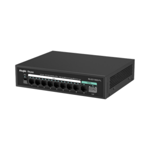 rg-es110gs-p-l Switch PoE+ no Administrable, hasta 120 Watts, no administrable, 8 puertos PoE+, 2 Uplink Gigabit Ge / SFP