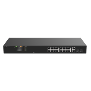 rg-es118fgs-lp Switch PoE+ no Administrable, Hasta 120 Watts, Ideal para CCTV, 16 Puertos PoE +10/100, 2 Uplinks Gigabit y 2 SFP COMBO