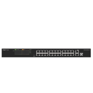rg-es126fgs-lp Switch PoE+ no Administrable, hasta 180 Watts Ideal para CCTV, 24 Puertos 10/100 PoE+, 2 Uplinks Gigabit (1 SFP COMBO)