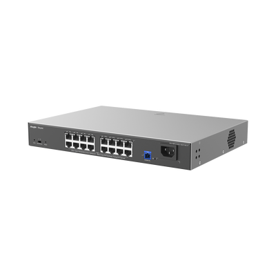 rg-nbf2100s-16gt1sc-p e-Lighten ONU / Switch PoE+ Hibrido, Capa 2 con un Puerto PON 1G SC/UPC y 16 Puertos Ethernet PoE+ 1G hasta 240 Watts y 100 Clientes