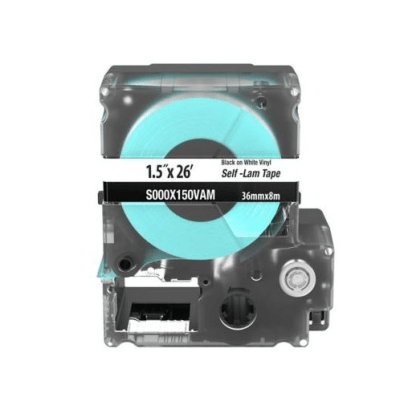s000x150vam Casete de Etiquetas Autolaminadas de Cinta Continua, de 26 (1 Pulgada) mm de Ancho, 7.9 Metros (25.92 Pies) de Largo, Para Cables Cat. 5e/6, Color Blanco