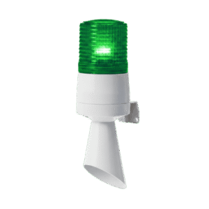 Luz LED con patrones de destello fijo y destellante con buzzer incorporado de alto volumen Máx. 95 dB color Verde 24 VCD