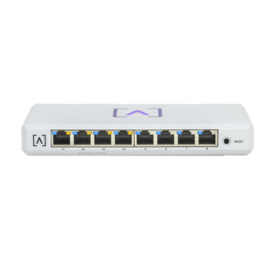 s8-poe Switch Gigabit PoE+ Administrable / 8 puertos 10/100/1000 Mbps (4 de ellos PoE+ 802.3af/at) / Hasta 60W / Administración nube gratuita / Presupuesto de 60W