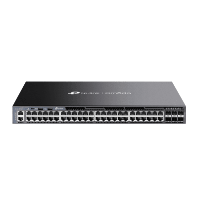 sg6654x Switch Omada L3 SDN Administrable / 48 puertos Gigabit y 6 puertos SFP+ / Funciones RIP, VRRP, Servidor DHCP / Administración centralizada OMADA / Fuente Redundante