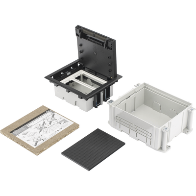 sm-cpav-2 Caja de Suelo Simon Serie S / Para Voz, Datos o Contactos Eléctricos / Capacidad para 2 Módulos / Con Registro Integrado para Fijación en Concreto / Profundidad Ajustable de 70 a 100 mm (2.76 a 3.94 pulgadas) / Alta Resistencia Mecánica y Térmica