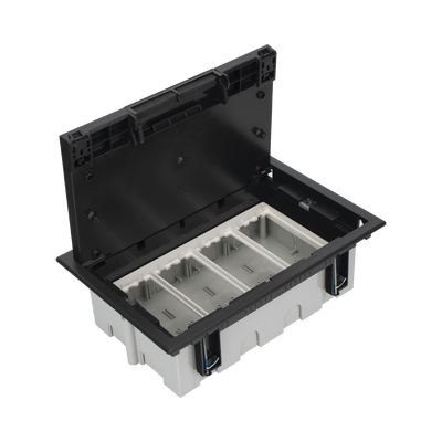 sm-cpf-4 Caja Para Instalación en Piso Falso para Voz, Datos o Contactos Eléctricos / Capacidad para 4 Módulos / Espacio Embellecedor en la Tapa / Profundidad Ajustable de 90 a 120 mm (3.54 a 4.72 pulgadas) / Los Módulos se Adquieren Aparte / (SF410/14CY)